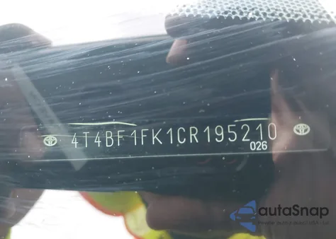 2012 Toyota Camry Le z USA, uszkodzony, nr VIN 4T4BF1FK1CR195210